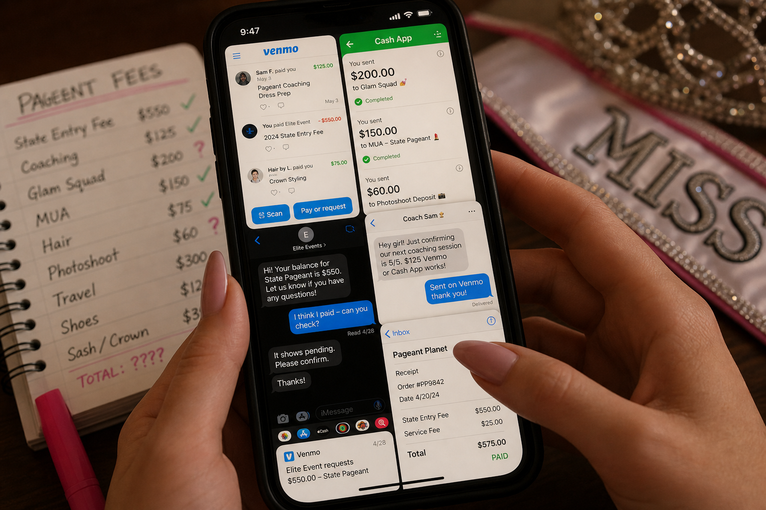 Contestant overwhelmed tracking registrations and payments across apps and messages